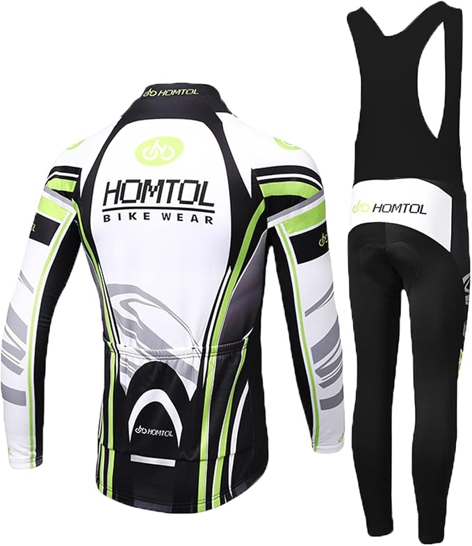 Cycling Jersey Set Long Sleeve Men's Thermal Fleece Winter Cycling Suits Cycling Jersey and Cycling Shorts with Seat Pad + 9D Gel