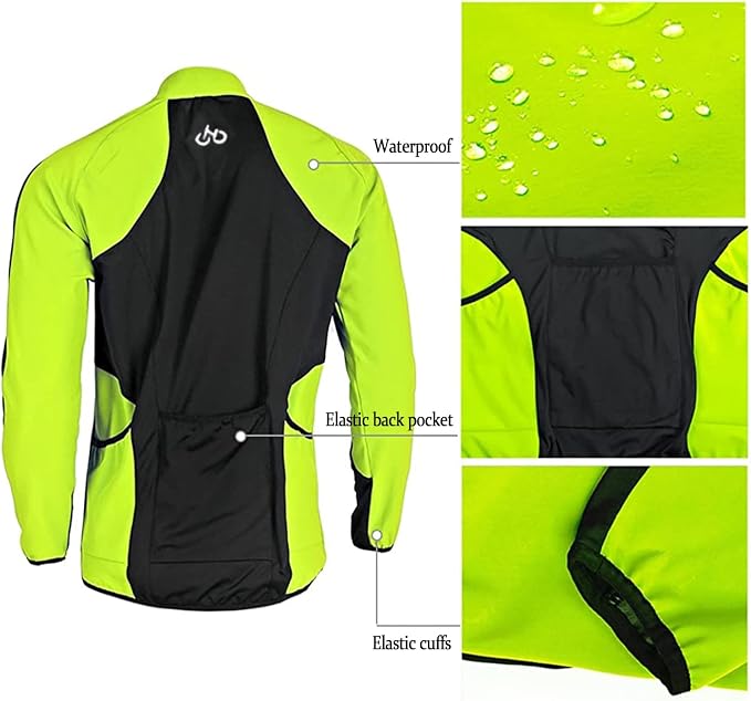 Men's Long-Sleeved Cycling Jacket Set, Winter Thermal Waterproof, Windproof, Breathable Cycling Jacket and Cycling Shorts with Seat Padding, Cycling Clothing Set, Cycling Suits, Jersey Set with