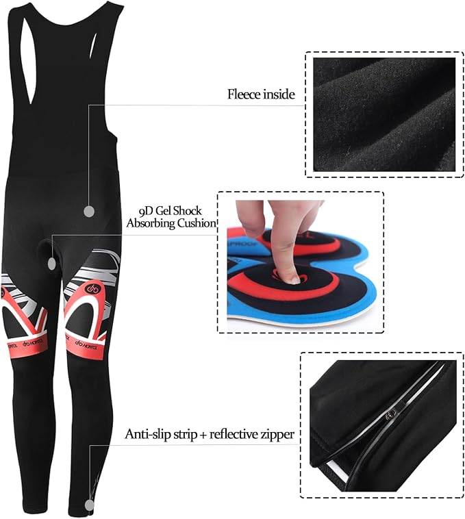Cycling Jersey Set Long Sleeve Men's Thermal Fleece Winter Cycling Suits Cycling Jersey and Cycling Shorts with Seat Pad + 9D Gel