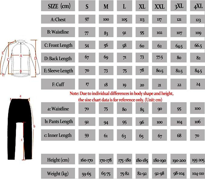 Cycling Jersey Set Long Sleeve Men's Thermal Fleece Winter Cycling Suits Cycling Jersey and Cycling Shorts with Seat Pad + 9D Gel