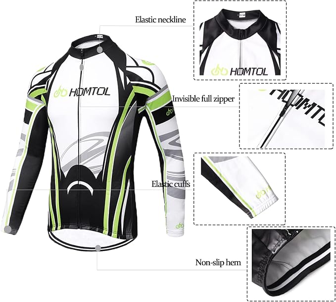 Cycling Jersey Set Long Sleeve Men's Thermal Fleece Winter Cycling Suits Cycling Jersey and Cycling Shorts with Seat Pad + 9D Gel