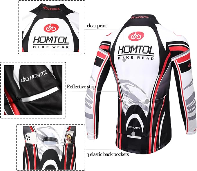 Cycling Jersey Set Long Sleeve Men's Thermal Fleece Winter Cycling Suits Cycling Jersey and Cycling Shorts with Seat Pad + 9D Gel